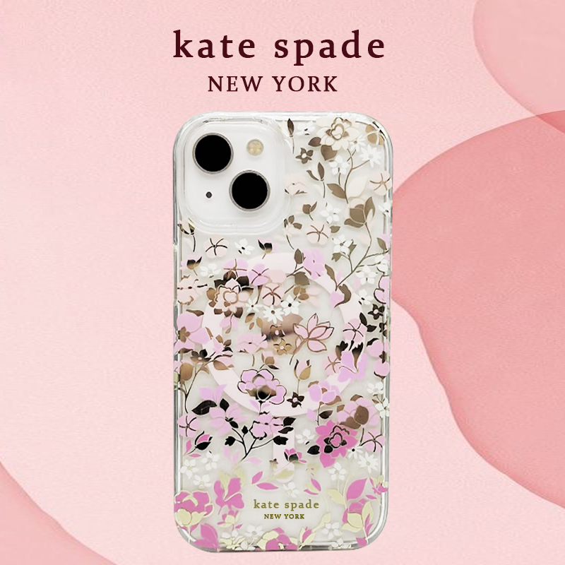 kate Spade时尚花朵手机壳苹果iPhone15Promax磁吸无线充透明防摔