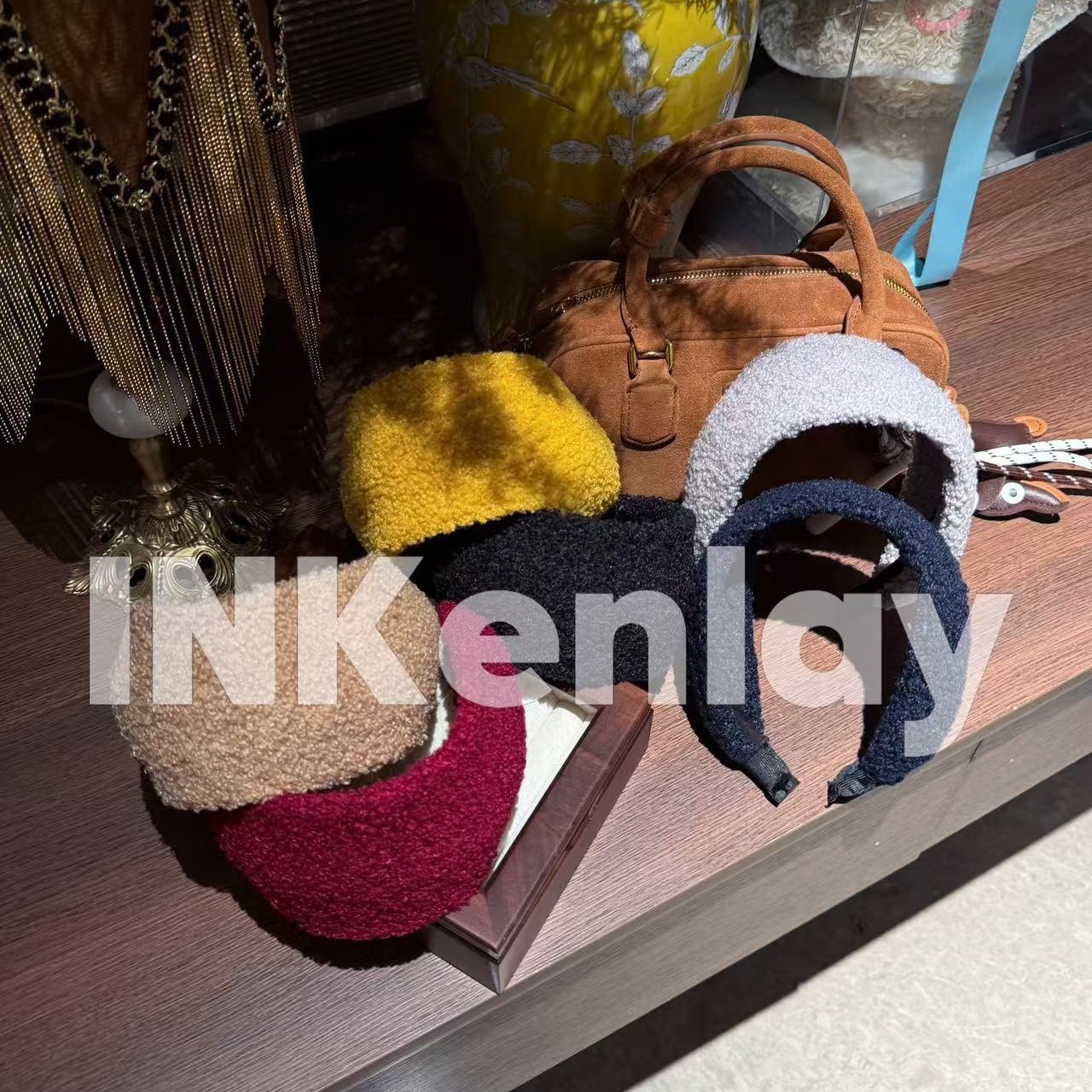 【INkenlay】减龄法式秋冬纯色羊羔毛发箍宽边高颅顶加厚显白头箍女