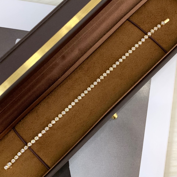 金名珠宝 18k黄泡泡满钻手链气质金色轻奢百搭时尚