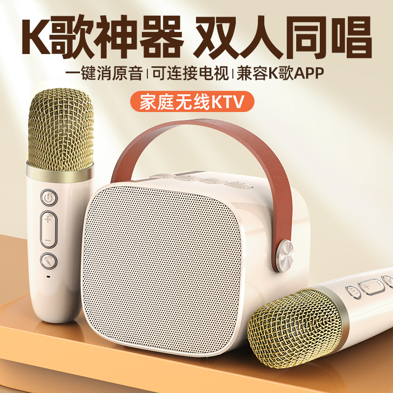 无线蓝牙音箱小型唱k歌户外话筒音响一体麦克风家庭用KTV生日礼物