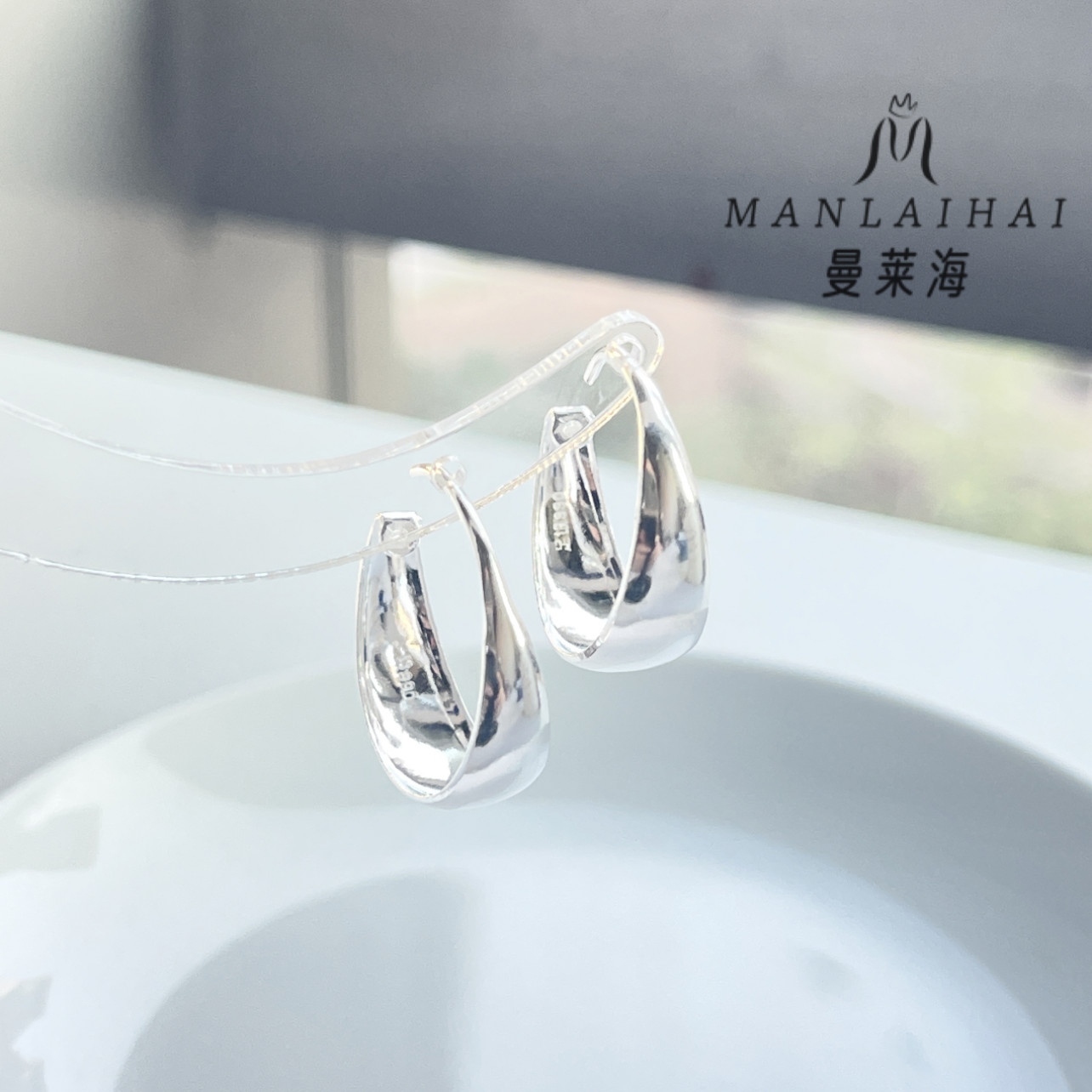 足银耳饰 光面经典圈圈耳环气质礼物百搭轻奢素圈简约