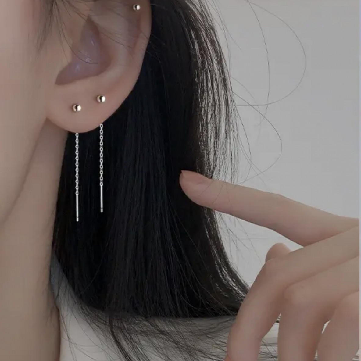 足银耳饰 豆豆耳线养耳洞新款长短款甜美气质轻奢设计