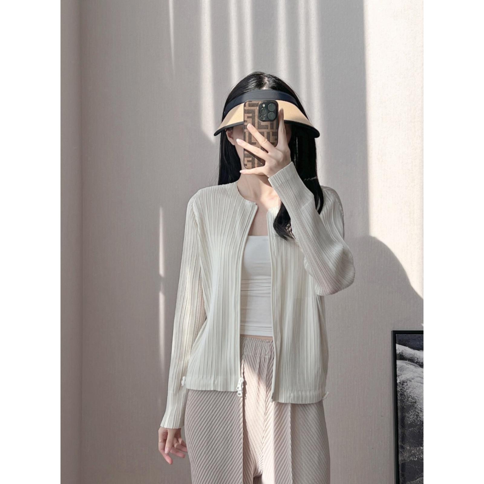 三宅褶皱高端定制外套轻薄拉链短款上衣休闲百搭