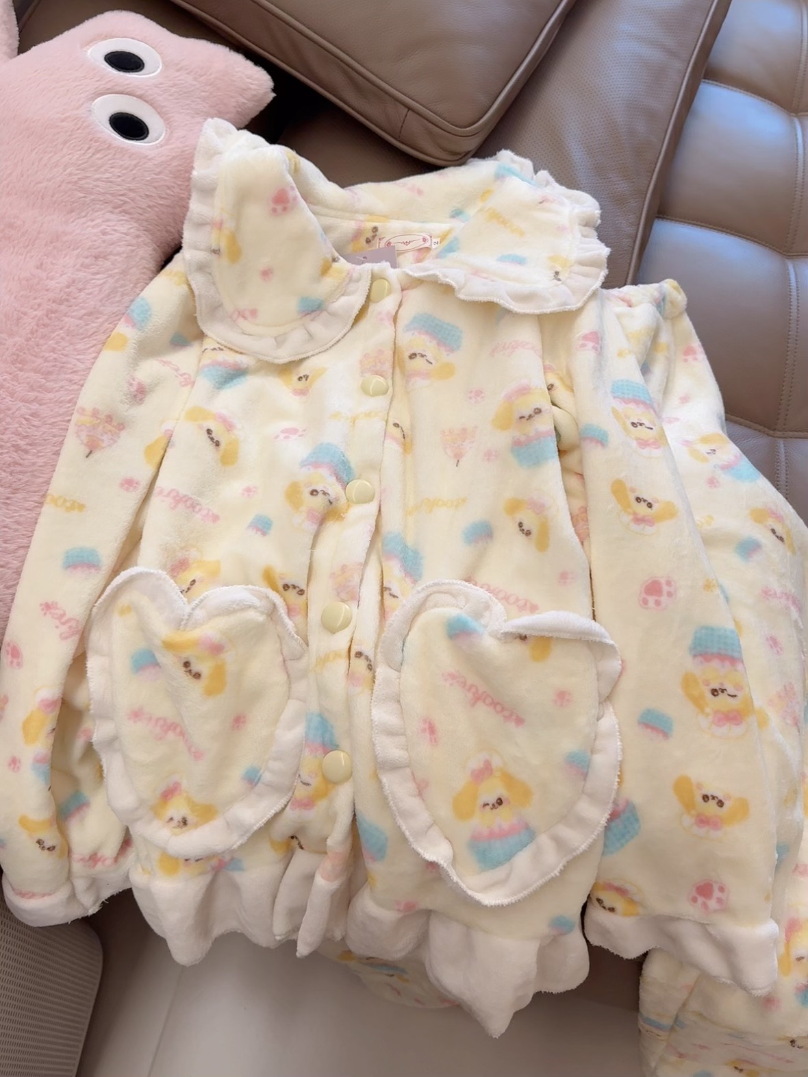 厨师饼饼冬季新款法兰绒加厚保暖可爱少女软妹睡衣家居服