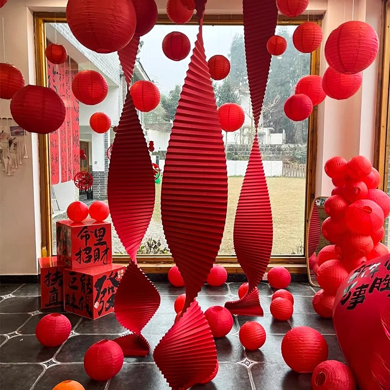 元旦新年春节装饰国风福字纸灯笼活动氛围布置挂饰明信片花灯挂件