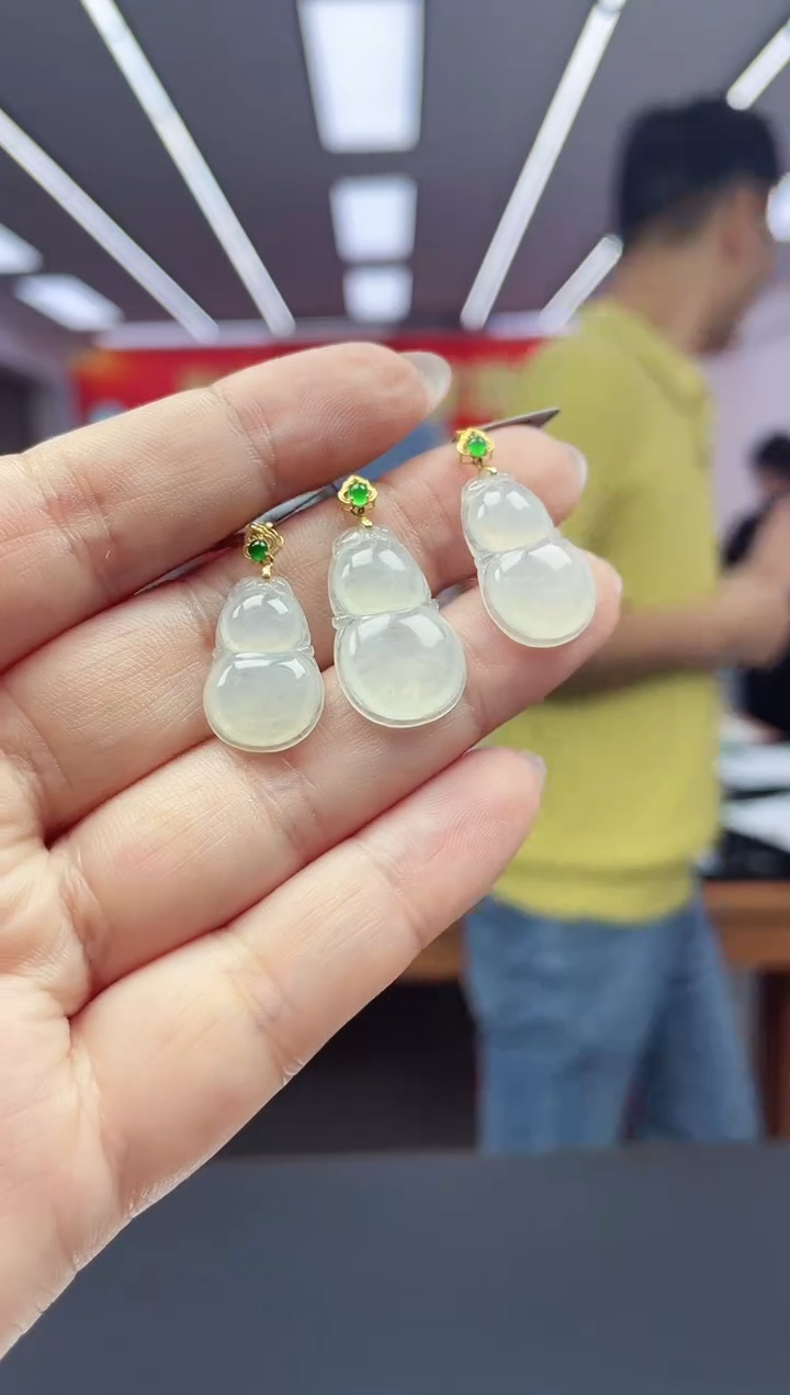 【闪购商品】翡翠挂件18K金镶嵌葫芦多样性发一件多人@CMT1781-3