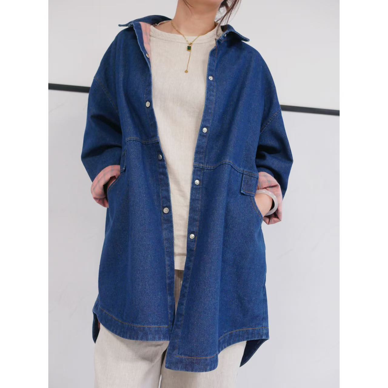 兰姐直播间新款时尚百搭纯棉牛仔双层风衣外套1012