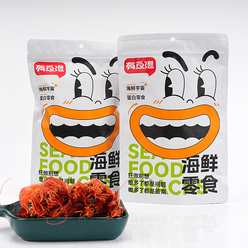 有鱼港即食零食烤对虾营养酥脆虾条高温烘烤原味烤虾九节虾大虾