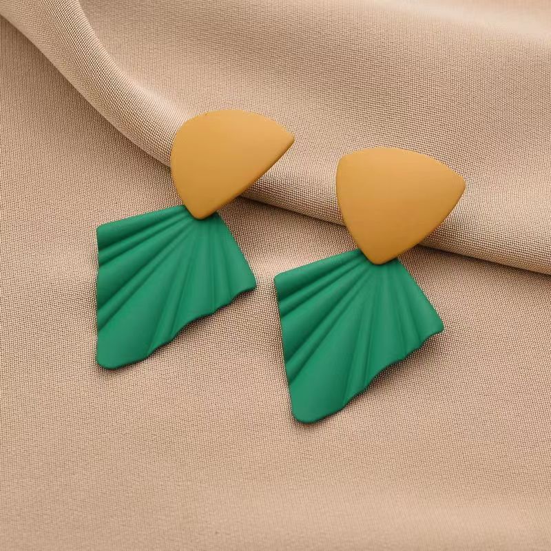 铜合金耳饰 个性烤漆几何复古撞色新潮耳环