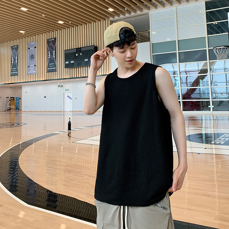 8XL-M 特大码无袖T恤男肌理感冰丝坎肩运动篮球背心男DX男士健身