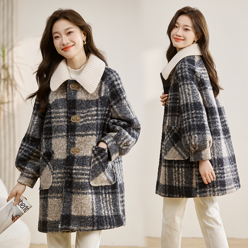 2023年冬季中长圈圈毛呢外套，女装毛呢外套，怡心阁