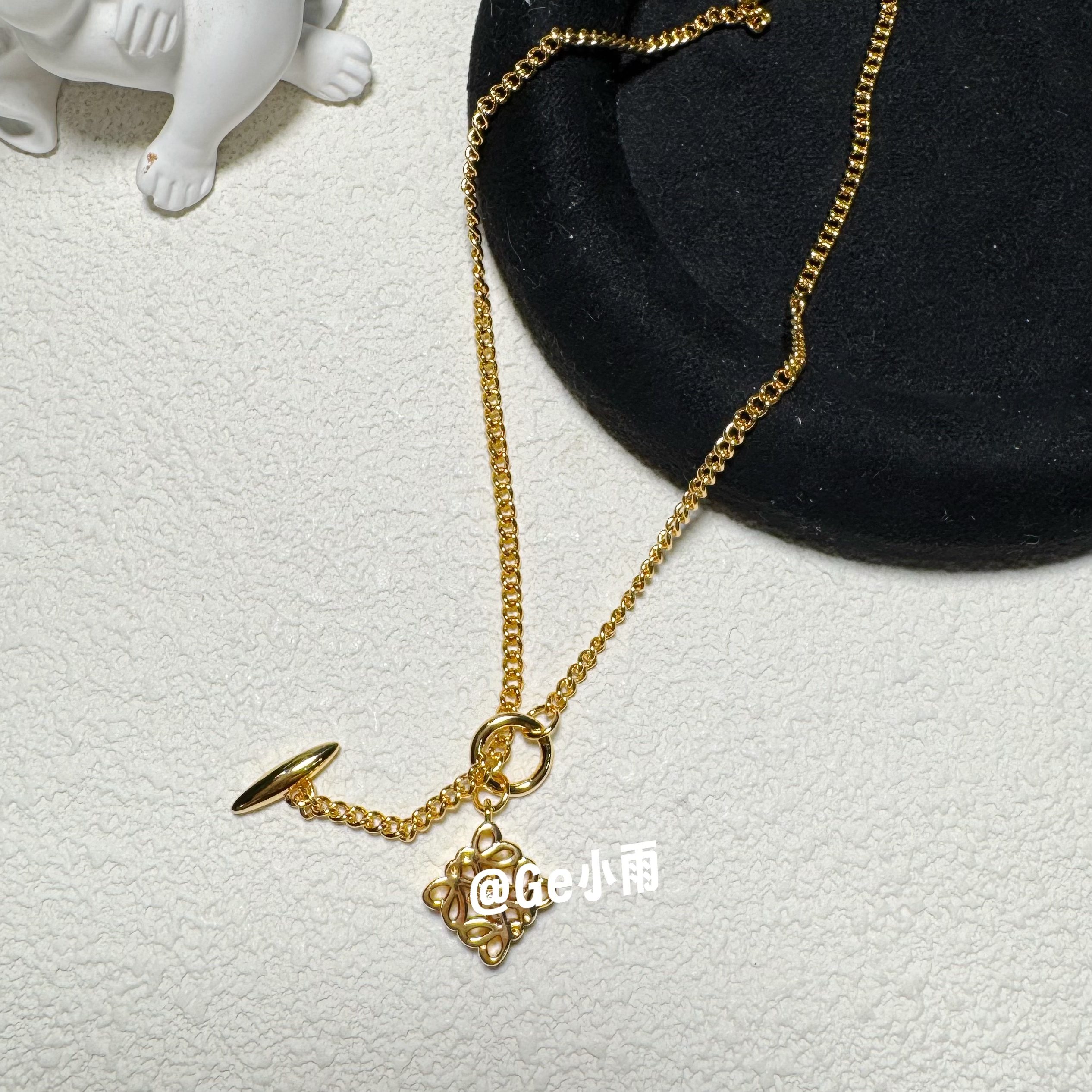 铜合金项链 【XQY55】OT扣编制款吊坠金色项链