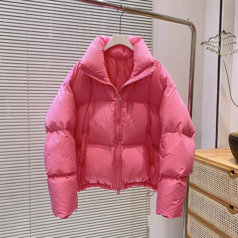 鸭鸭多巴胺韩版亮色短款羽绒服女2023年新款加厚小个子宽松面包服