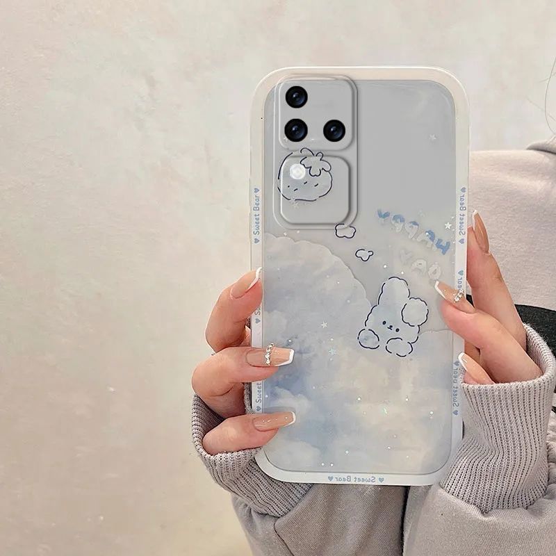 vivo S18手机壳可爱云朵小兔时尚透明软壳情侣卡通全包摄像头防摔