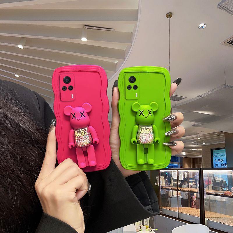 vivo S9e手机壳新款糖果暴力熊旋转支架ins风时尚波浪边防摔软壳