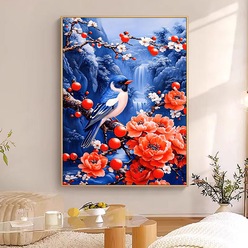 牡丹喜鹊图2024新款十字绣大格36颜色手工绣60*80cm（裸包无针）