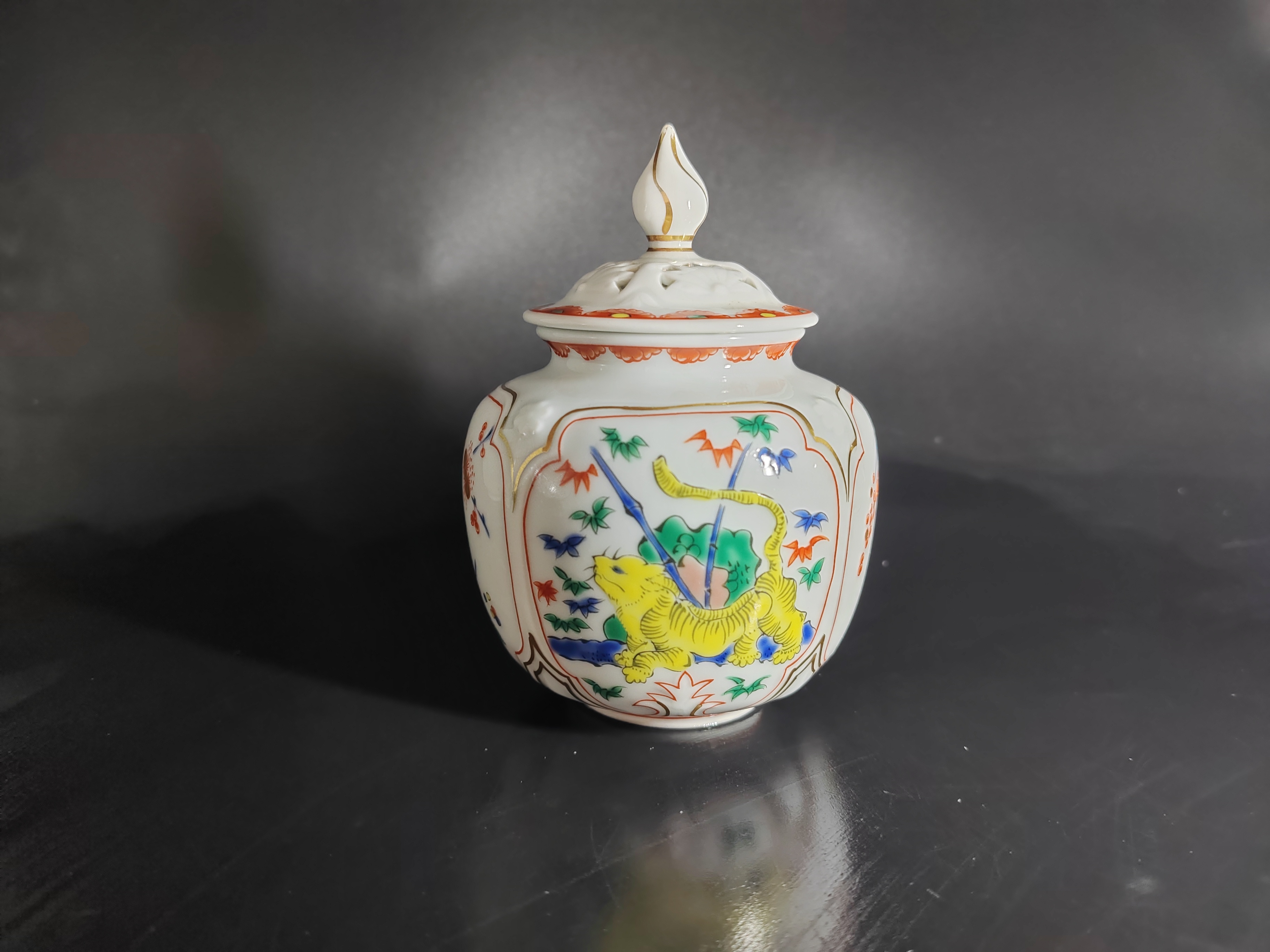 其泉手工手绘香炉工艺品中式陶瓷01/31小摘有点磨金介意勿拍花纹