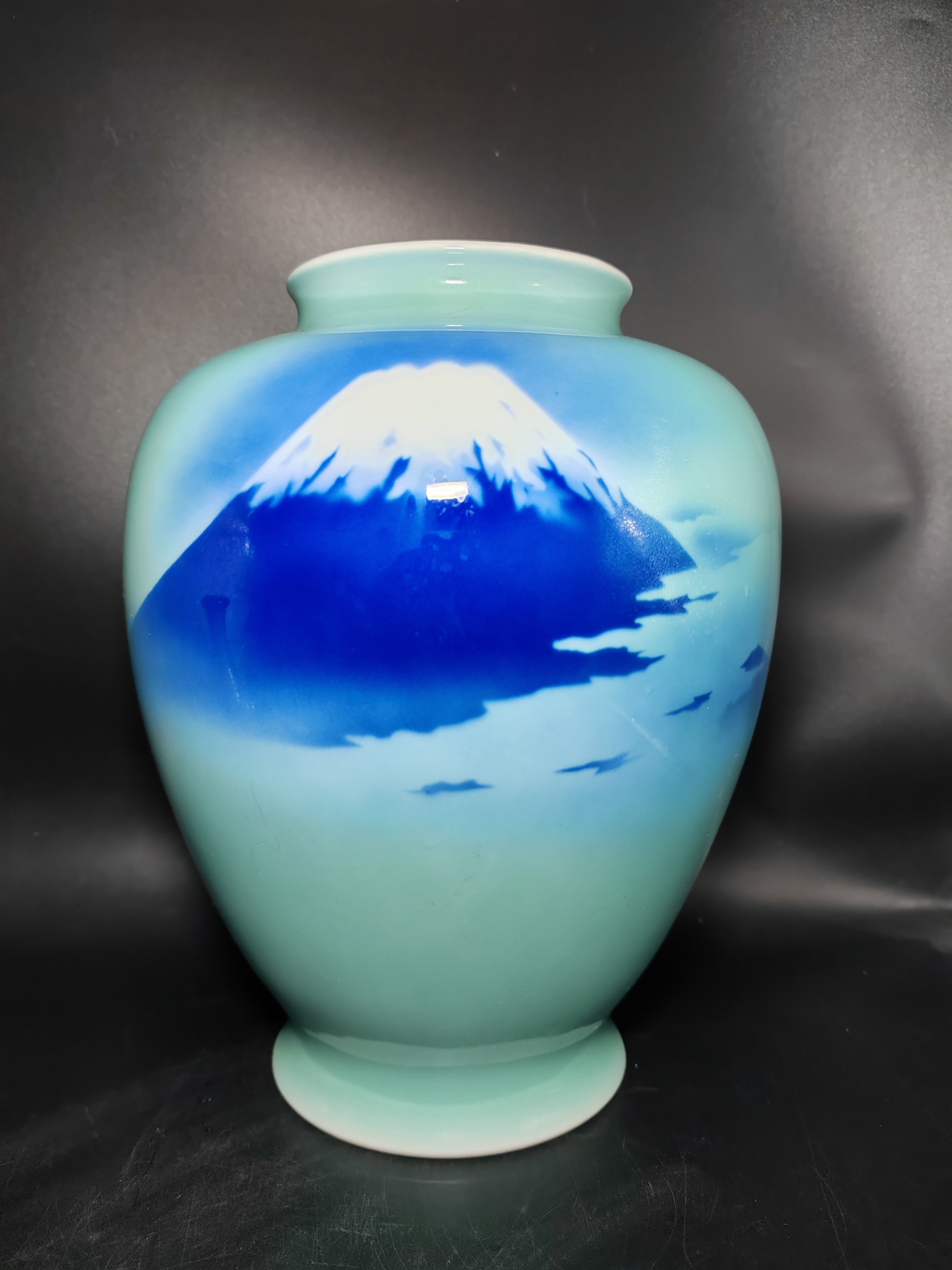 深川青瓷富士山花瓶01/02蓝色