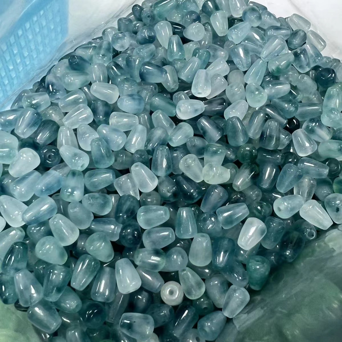 天然巴山翠冰透水滴珠 通孔手工diy手链项链毛衣链配饰飘花