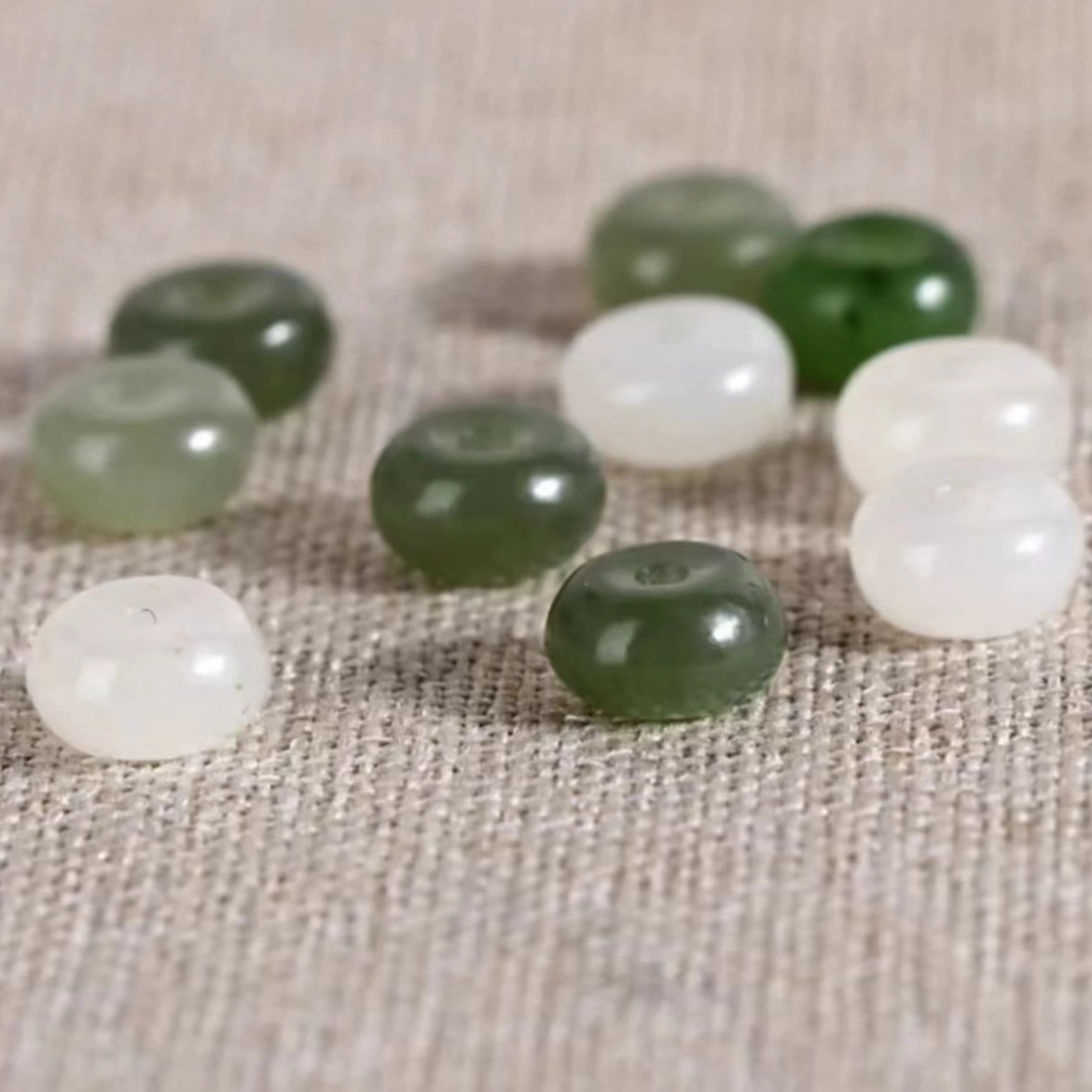 天然玉小平安扣隔片白玉青白玉算盘珠手工diy珠串散珠配饰