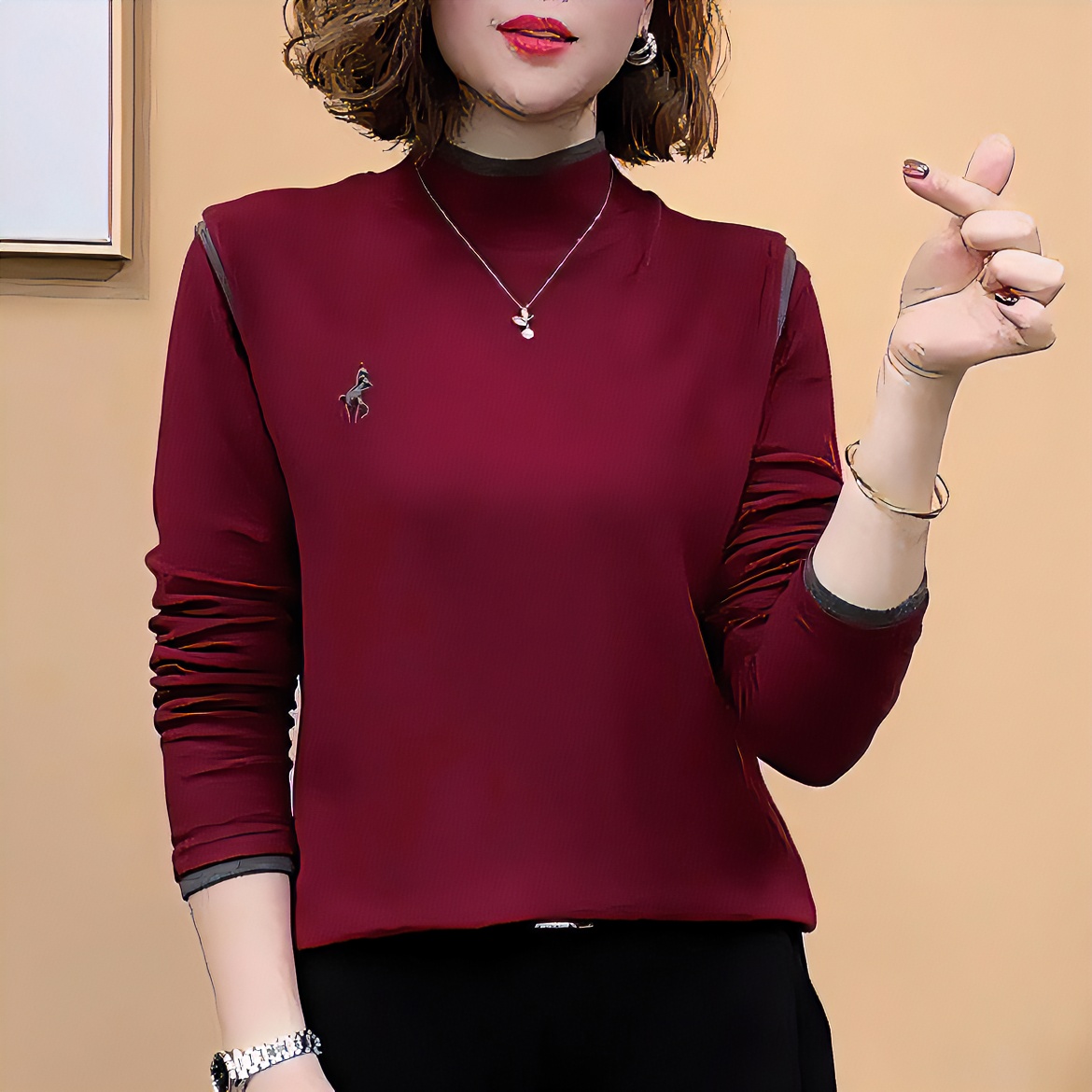 【 休闲刺绣】冬季加绒加厚德绒保暖卫衣宽松简约时尚洋气百搭7712