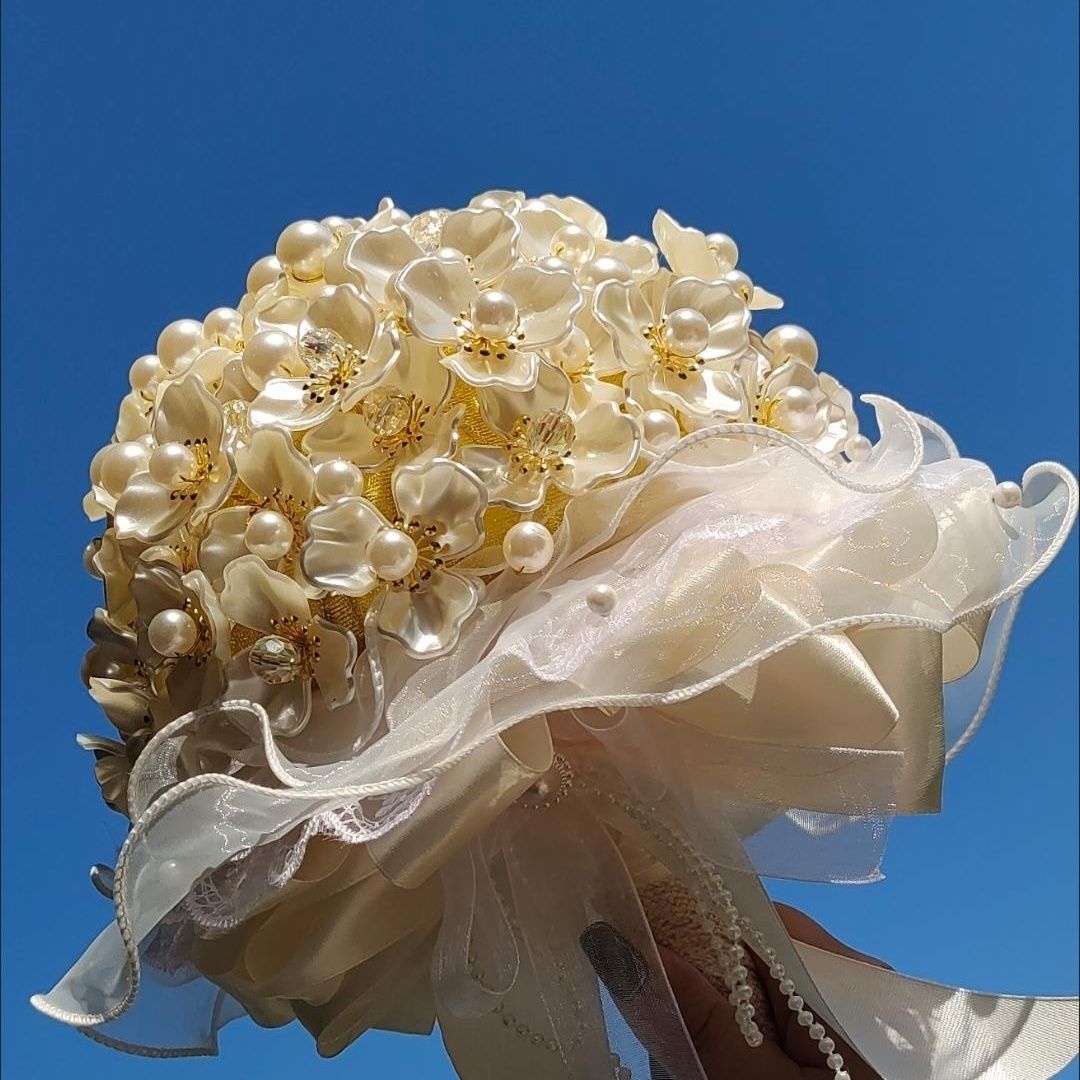 新娘手捧花成品珍珠贝壳新款送闺蜜结婚礼物手工制作材料包礼品盒