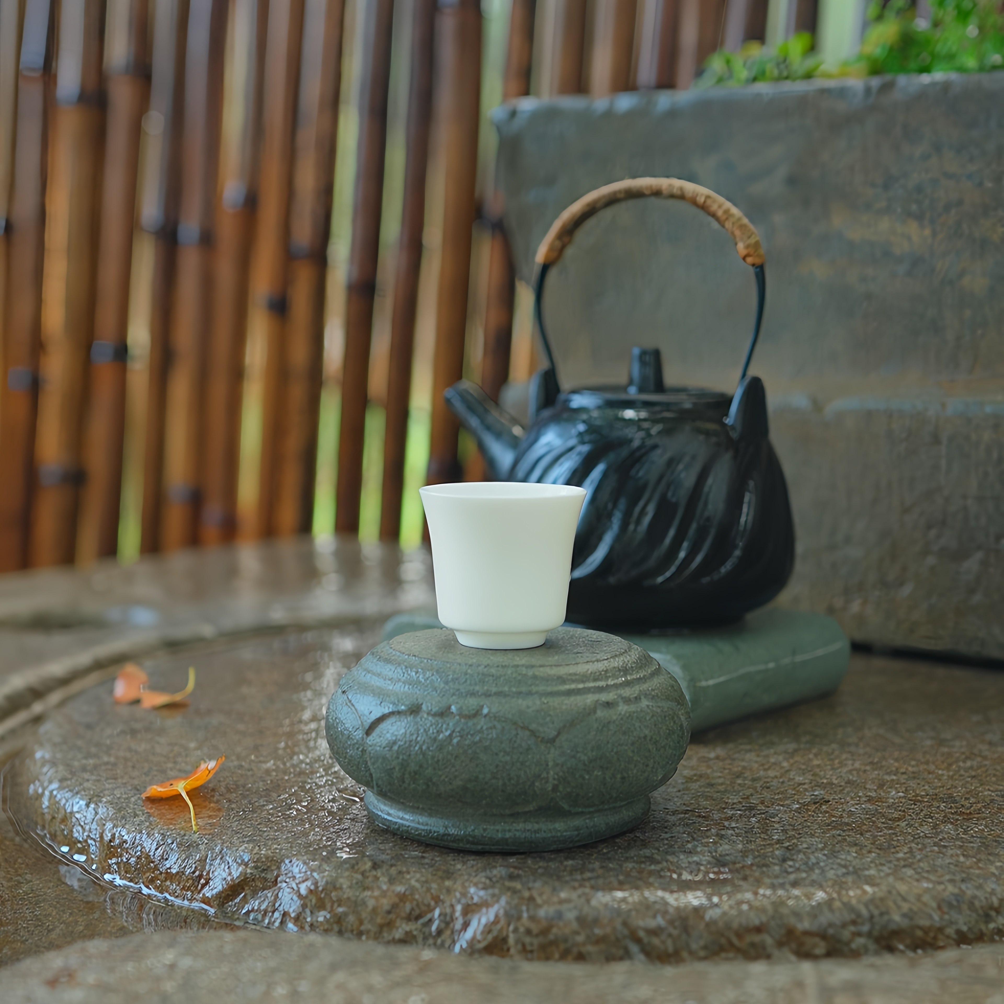 院景翁小石墩 石鼓 石雕杯托 石头壶承茶托底座承台