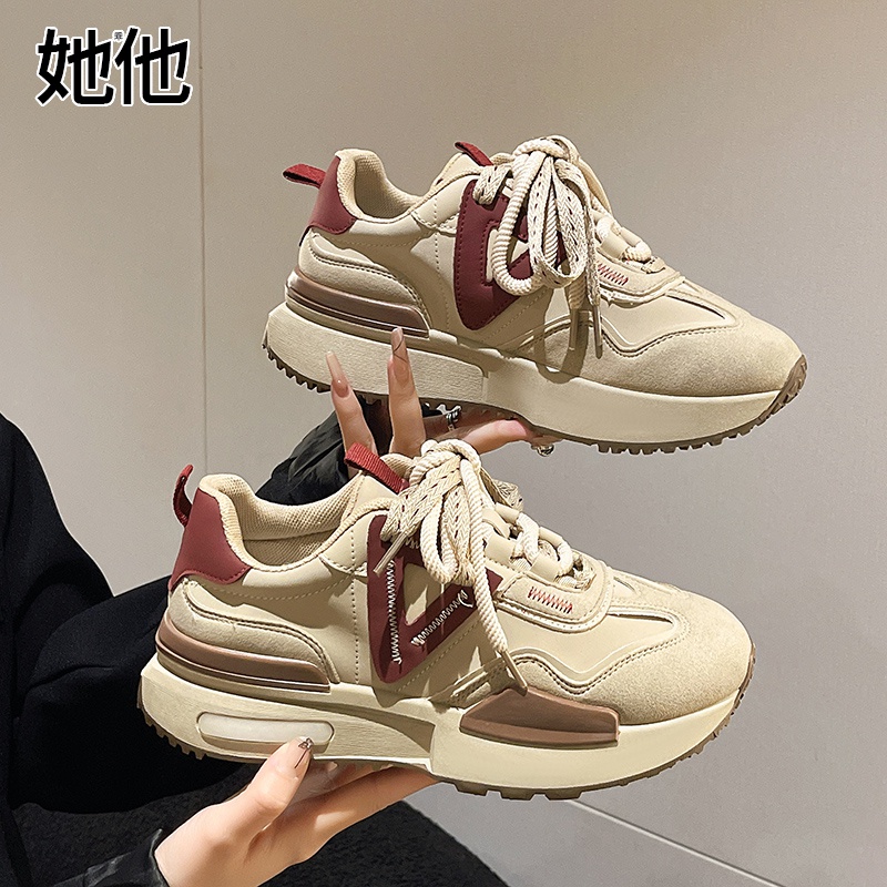 【万达专柜清仓】复古港风老爹鞋女阿甘鞋透气厚底增高休闲运动鞋学