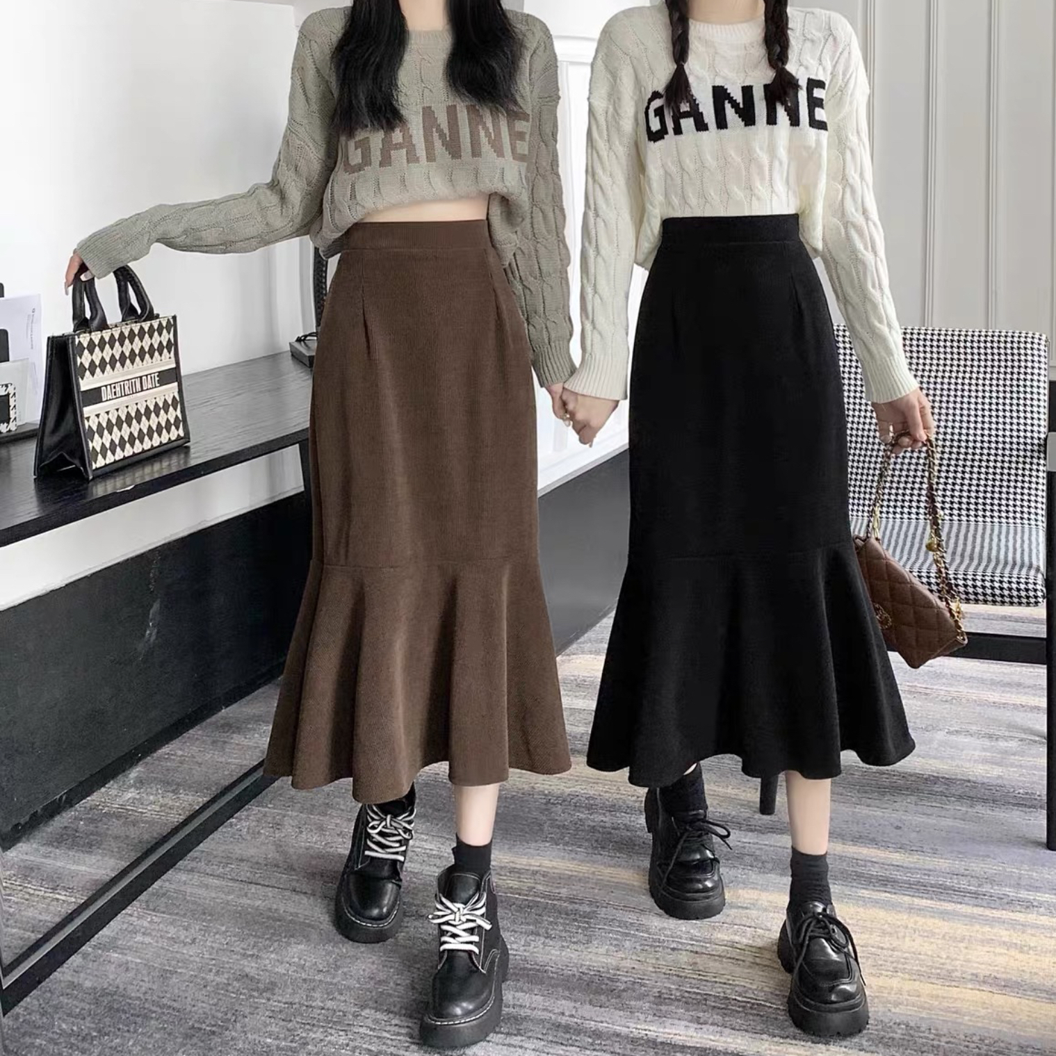 莱茵湖畔 / 加厚立体感灯芯绒鱼尾裙7136溯源好物