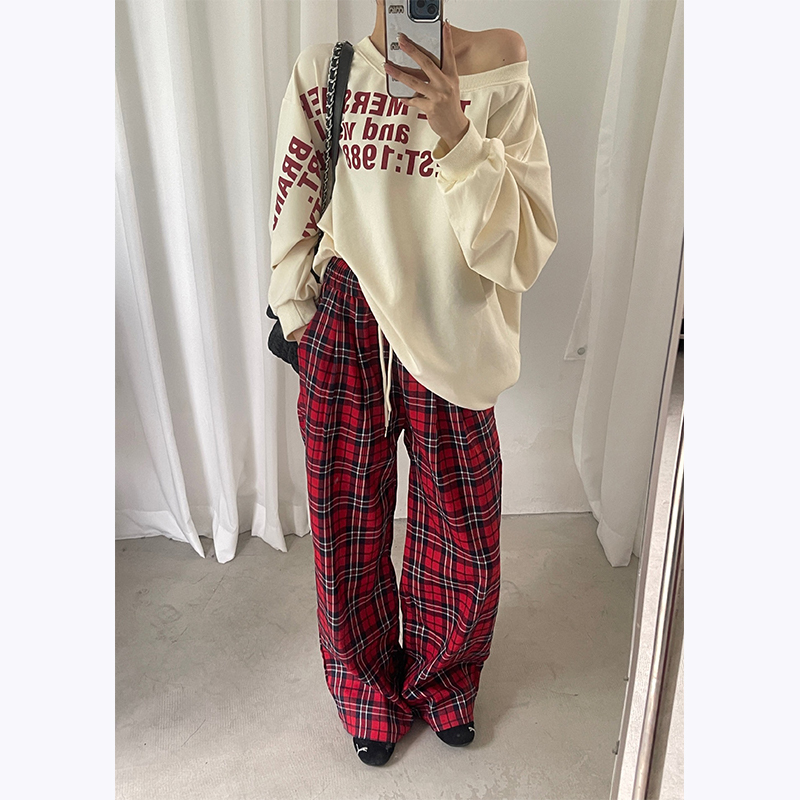 TEEINXX美式复古格纹宽松休闲裤VK362