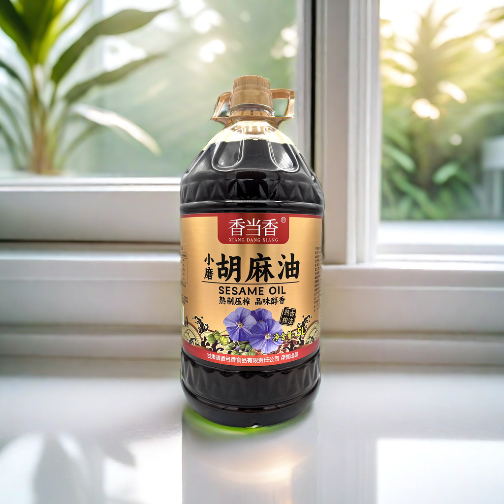 香当香5L小磨胡麻油压榨亚麻籽油熟榨纯胡麻油家用醇香食用油新鲜