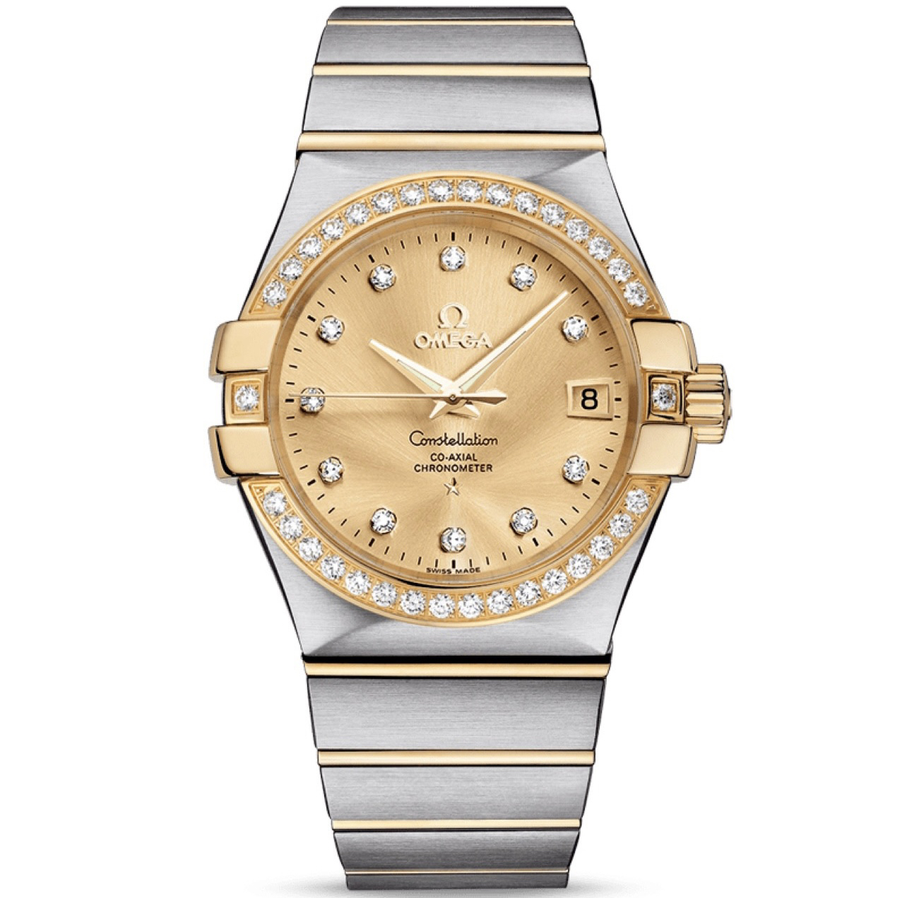 未使用 Omega/欧米茄 星座系列/男表/35mm/公价103500/满钻金盘