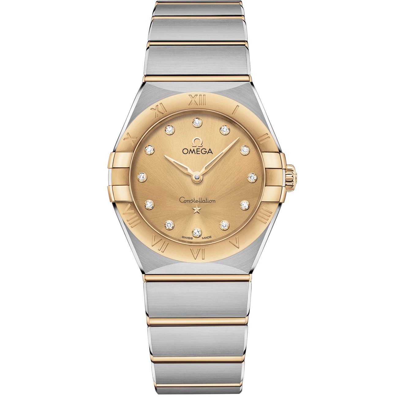 未使用 Omega/欧米茄 曼哈顿系列/女表/28mm/金盘/钻刻/间金