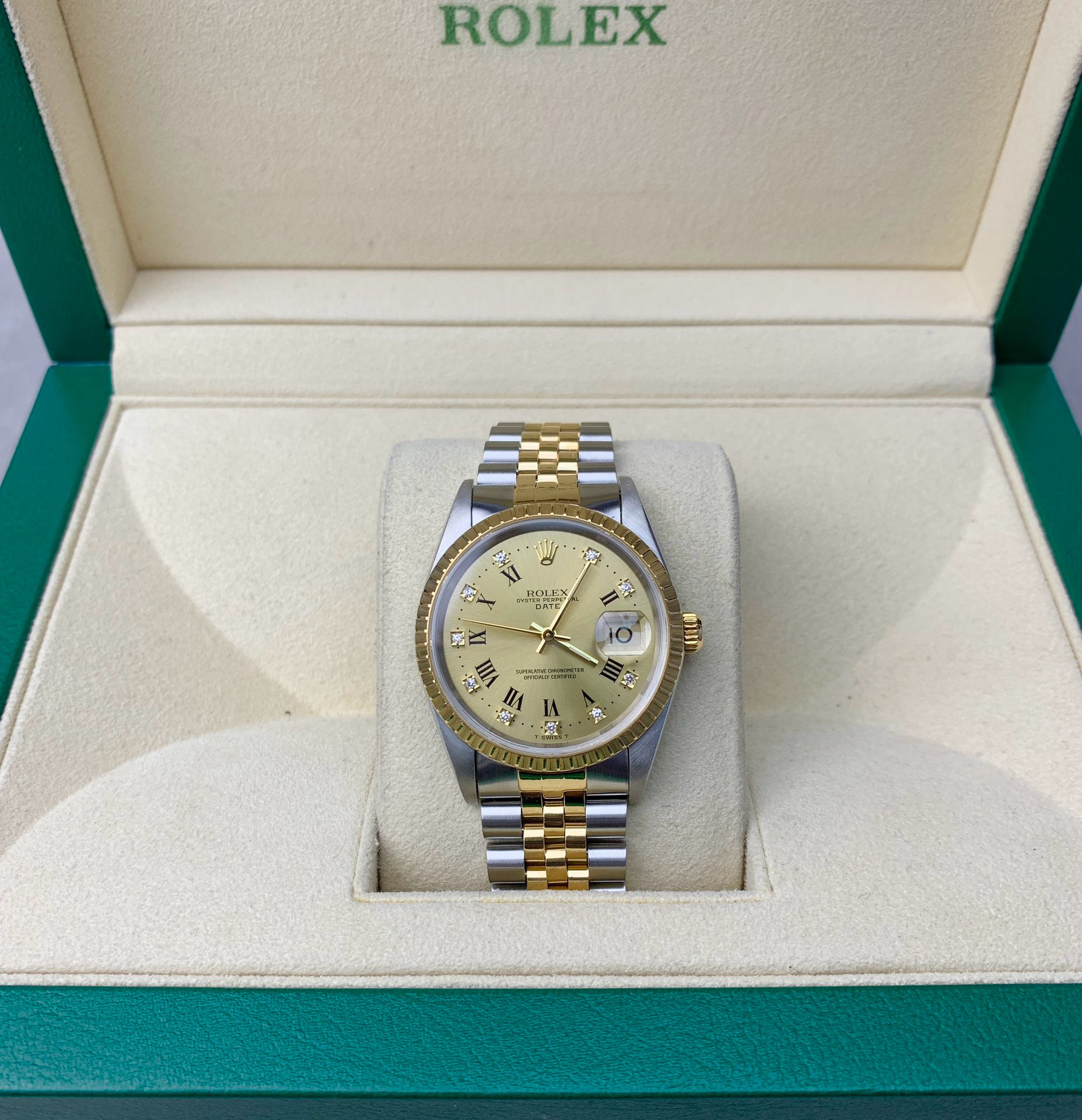 90新 Rolex/劳力士 劳力士日志男表35表径金盘原钻3135机芯