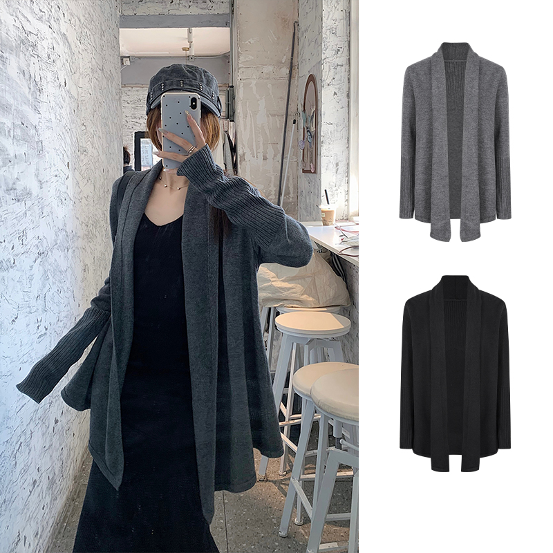 Moses Queen/魔西女王慵懒风纸片人针织开衫中长款坎肩外套