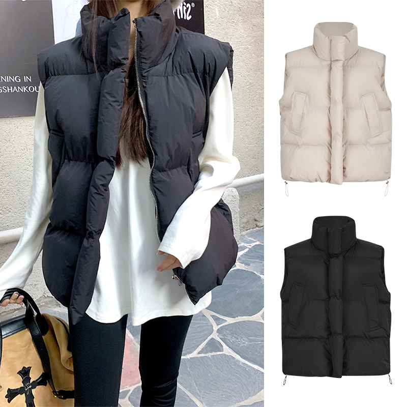 Moses Queen/魔西女王慵懒宽松立领棉服马甲冬季显瘦面包服外套