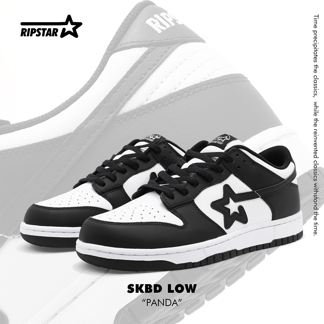 RIPSTAR【熊猫】SKBD Low 秋季复古黑白配色休闲运动低帮板鞋情侣款