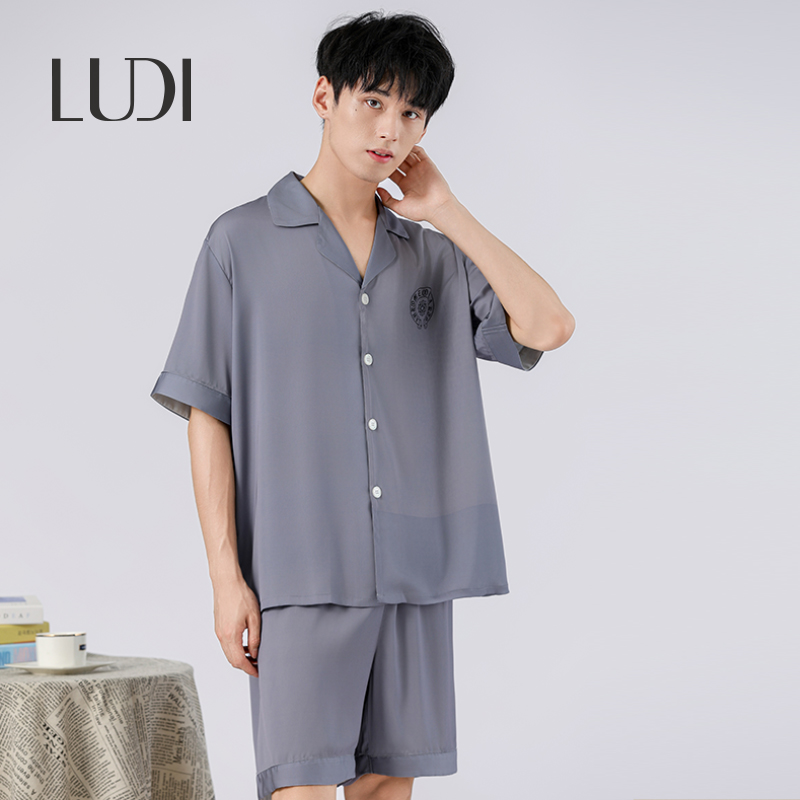 露迪尚品男士冰丝凉感舒适亲肤透气短袖短裤睡衣家居服LDC243056