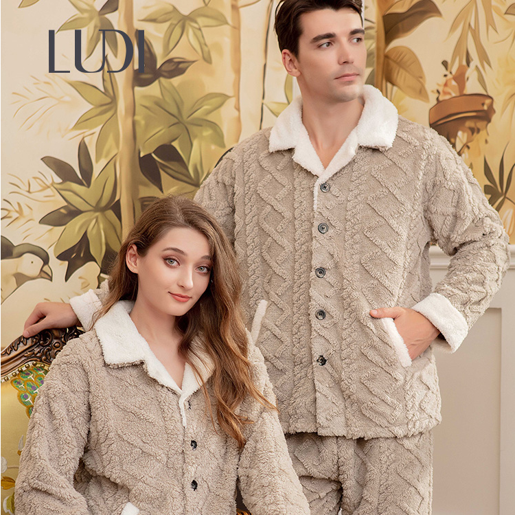 露迪尚品LDC23760加厚男士保暖秋冬法兰绒睡衣家居服