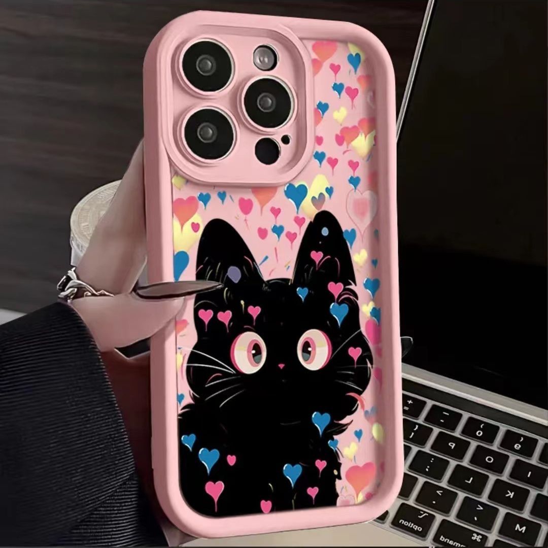 可爱黑猫苹果14手机壳iphone13promax新款15女款12全包防摔11创意