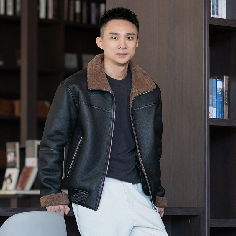 断码清 /原生态皮毛一体男款时尚休闲立翻领皮草外套冬M59192