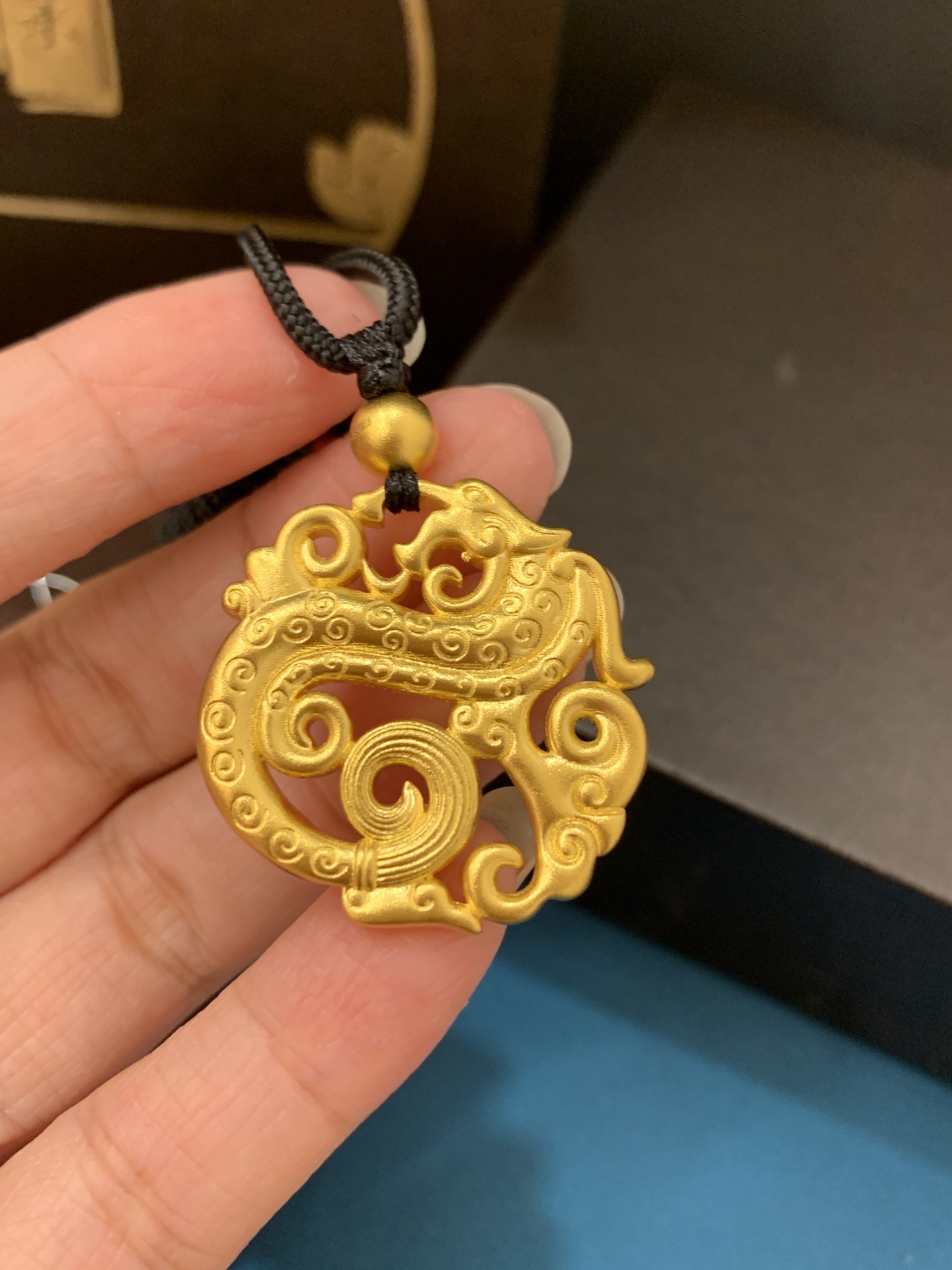 足金999.9古法金龙吊坠含珠子龙凤呈祥吊坠女神节礼物