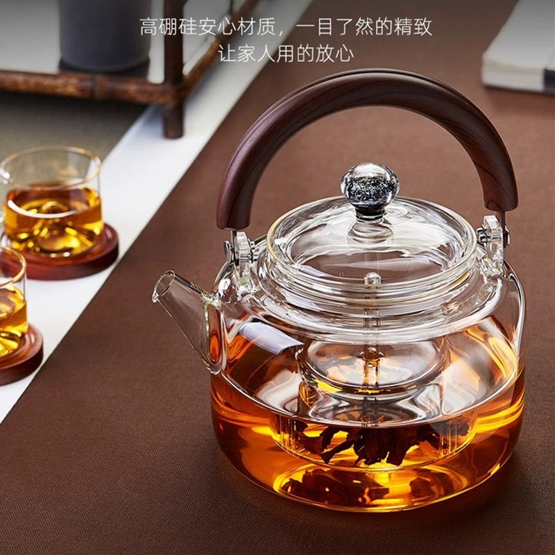 新羽蒸煮两用煮茶壶加厚耐高温玻璃提梁壶星空大容量家用蒸茶器