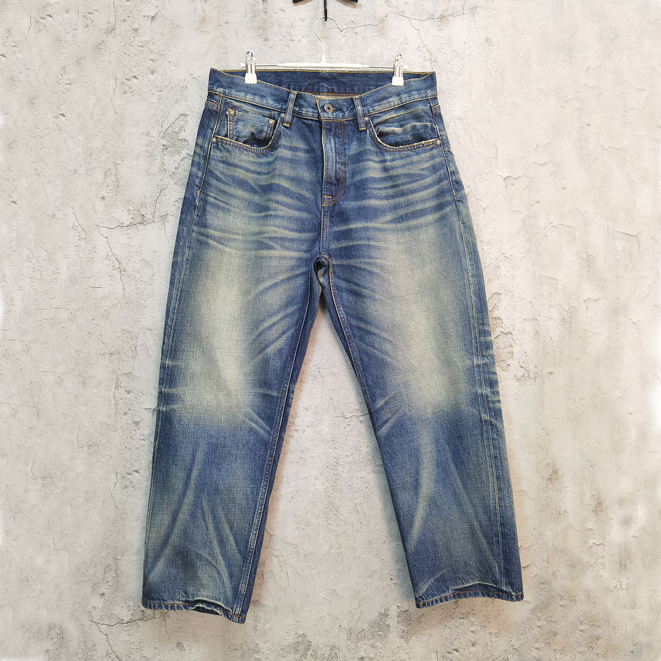 SILVERGECKO做旧复古洗水水洗九分牛仔裤单宁面料赤耳丹宁日系