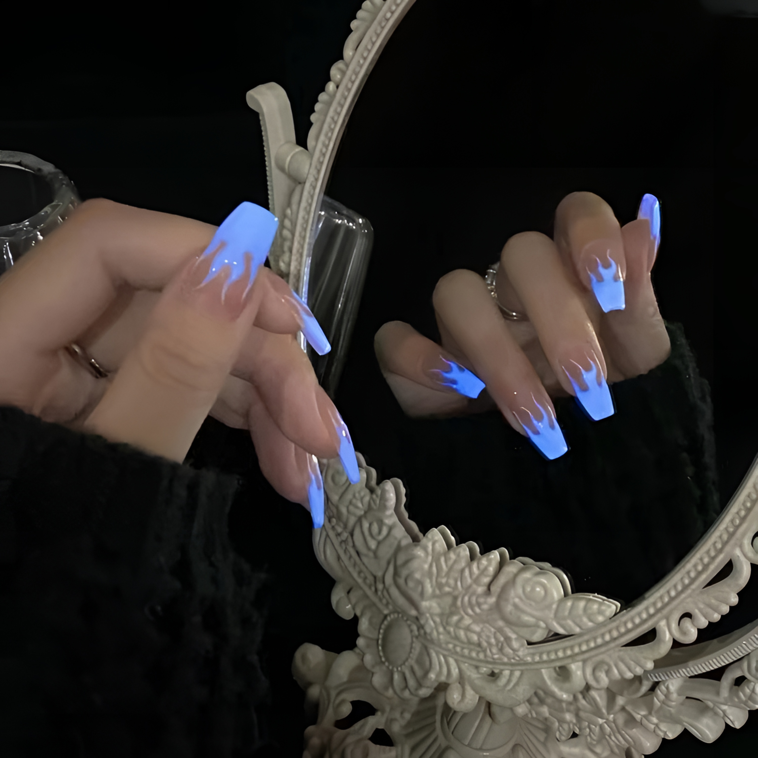 JohonGirls'/琴岛小嫚【业火】手工穿戴甲高级感中长款学生穿戴甲