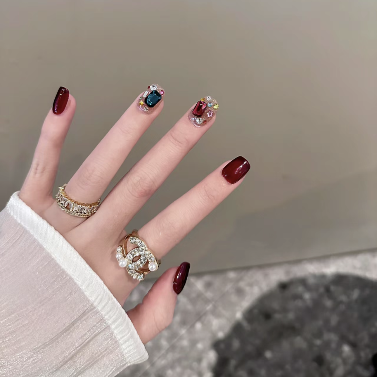 JohonGirls'/琴岛小嫚【 超短彩钻 】夏日纯欲超闪手工穿戴式美甲