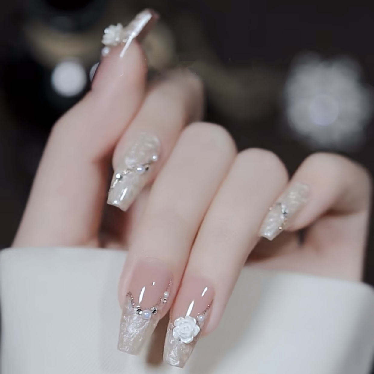 JohonGirls'/琴岛小嫚【 仙气满满 】气质纯欲法式螺纹手工穿戴甲