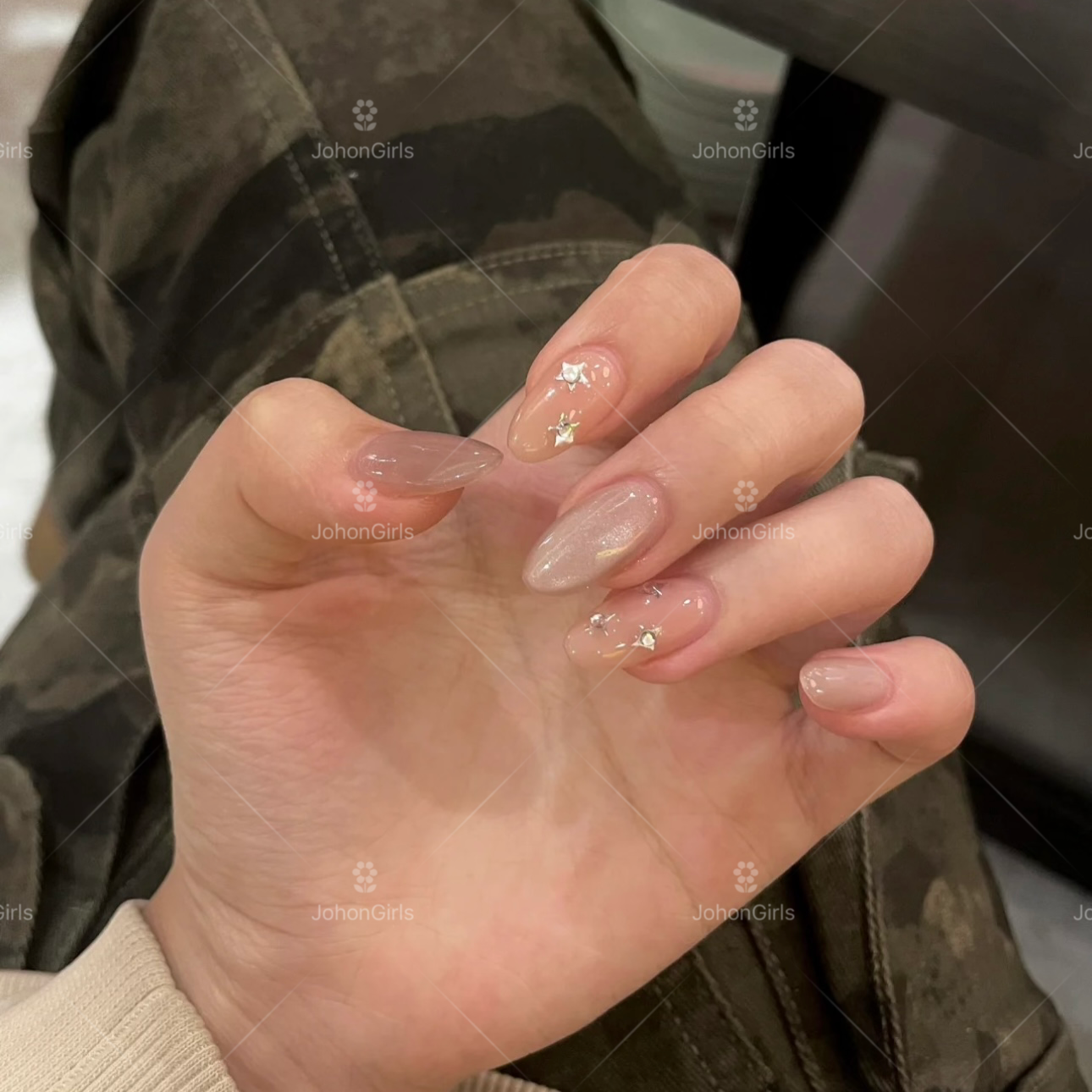 JohonGirls'/琴岛小嫚【婉月凝霜】夏日裸色高级感猫眼纯手工穿戴甲