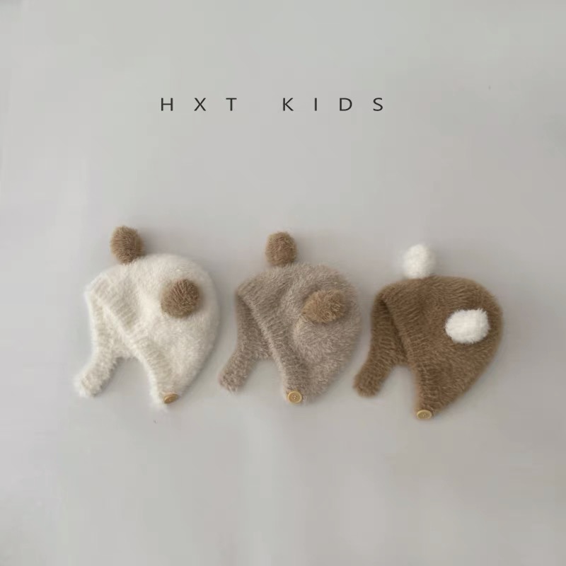 婴幼儿可爱球球毛绒帽子秋冬季宝宝保暖套头帽男女小月龄护耳帽潮
