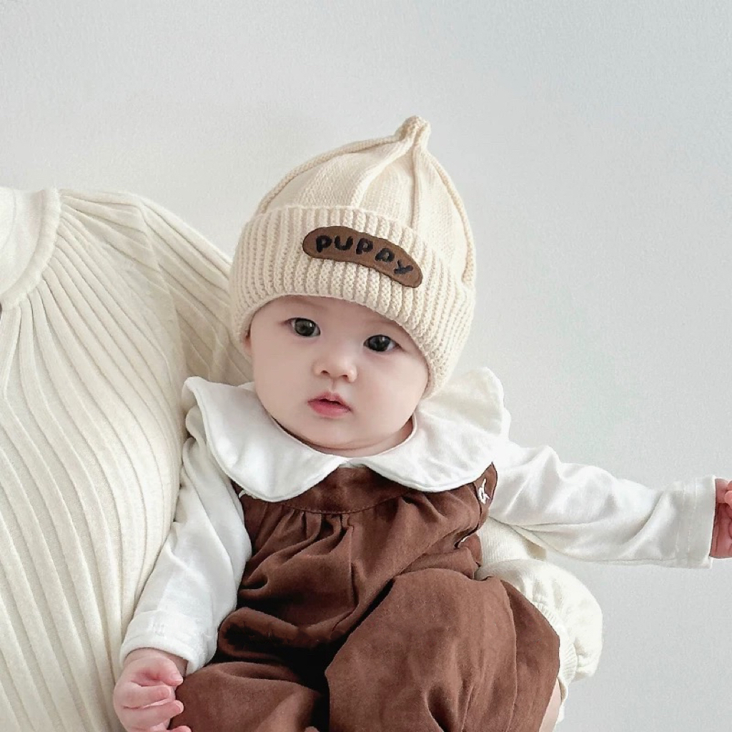 婴儿帽子秋冬季韩版可爱针织奶嘴帽新生小月龄男女宝宝保暖毛线帽